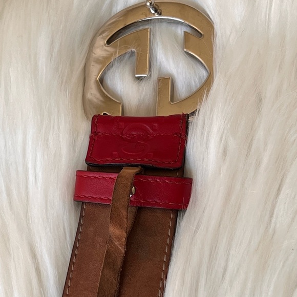GUCCI Interlocking G Logo Red Authentic Men’s Belt - Picture 3 of 12